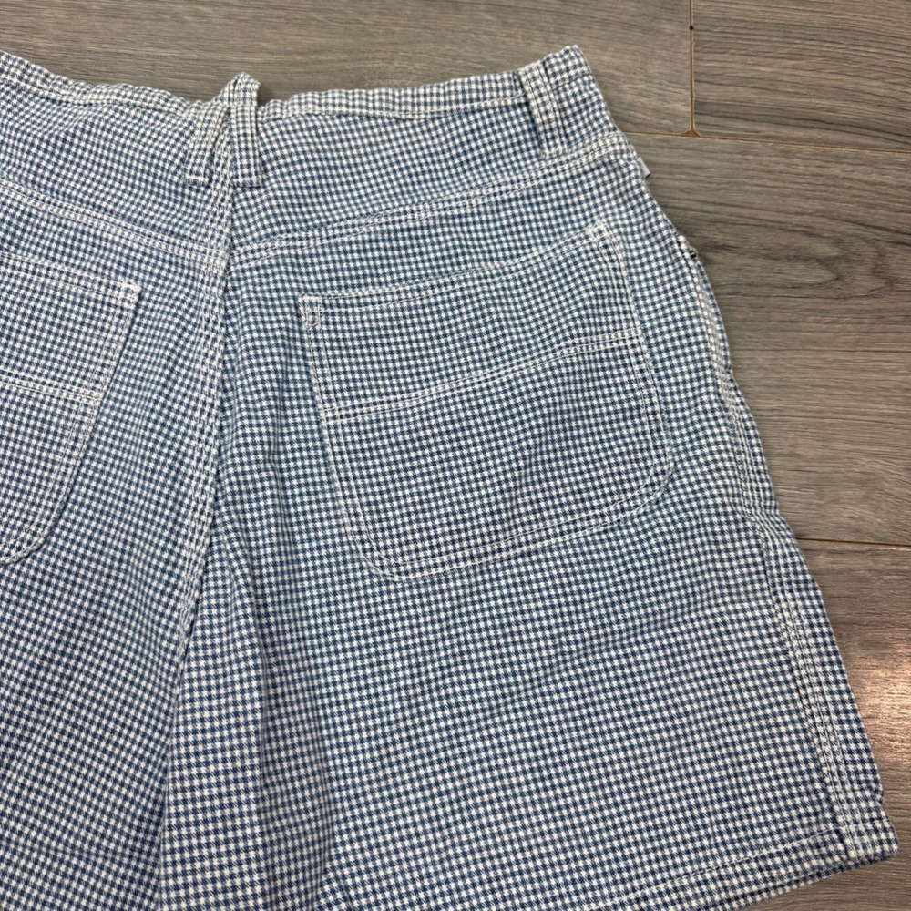 Vintage Route 66 Womens Blue Gingham High Waisted Carpenter Shorts Size 9/10 - Picture 9 of 10